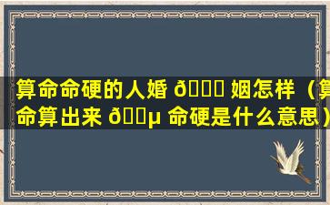 算命命硬的人婚 💐 姻怎样（算命算出来 🌵 命硬是什么意思）